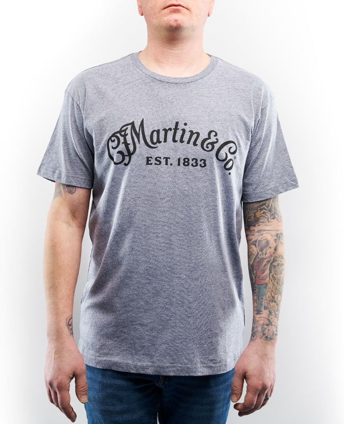 Martin Lifestyle T-Shirt Black Script Logo Granite Heather