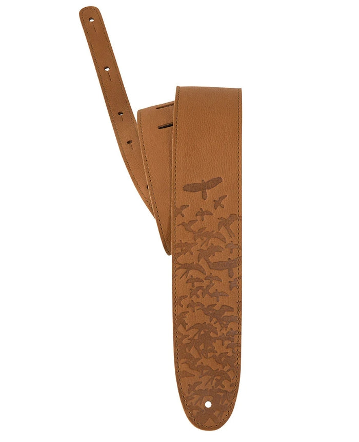 PRS Accessories Strap 2.5" Leather Bird Swarm - Tan