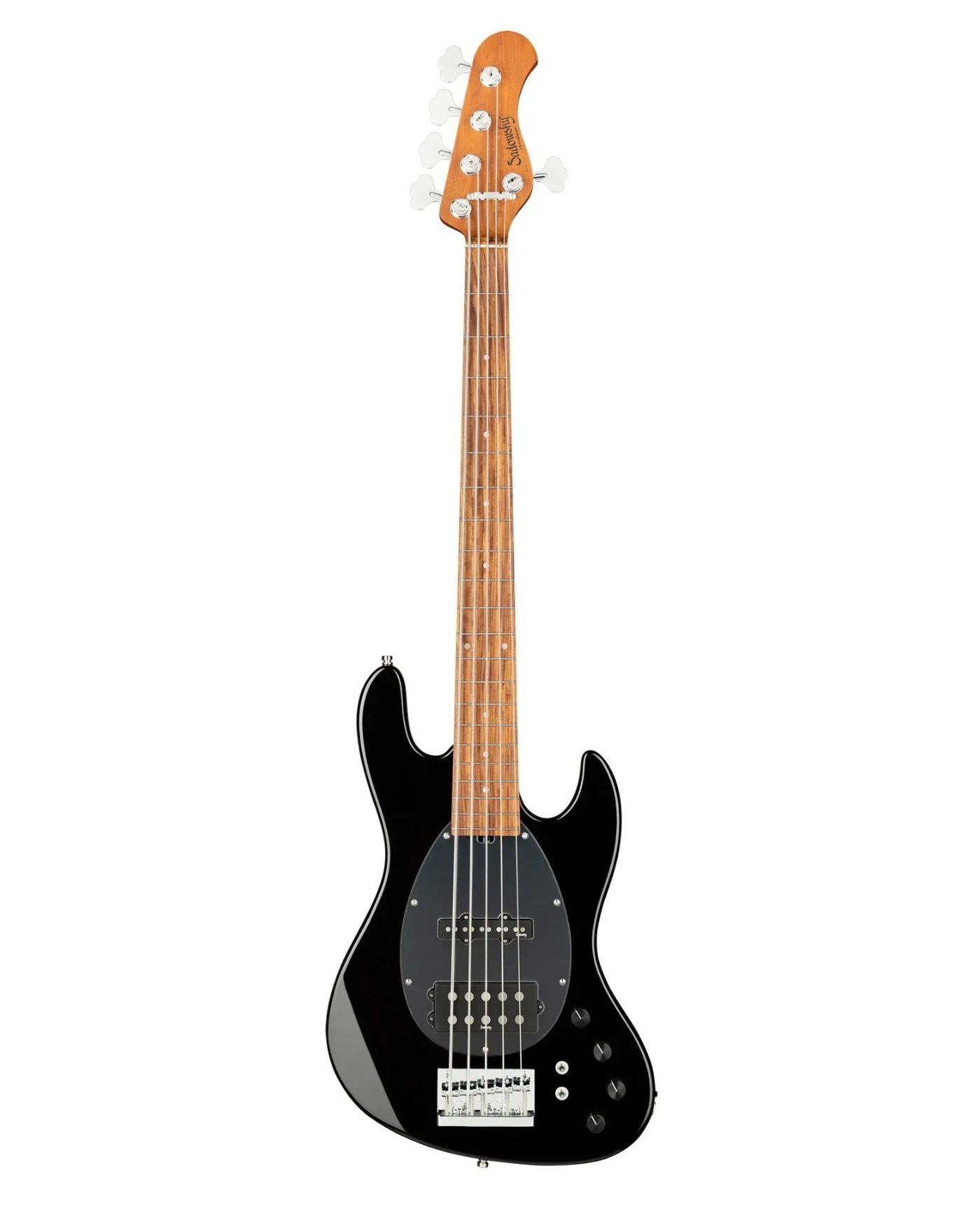 Sadowsky MetroExpress 21-Fret Vintage M/J Bass – Roasted Maple Fingerboard – 5-String – Solid Black High Polish
