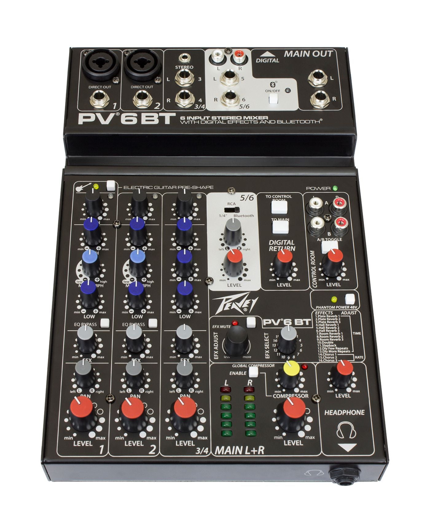 Peavey PV6 BT Compact 6-Channel Mixer with Bluetooth