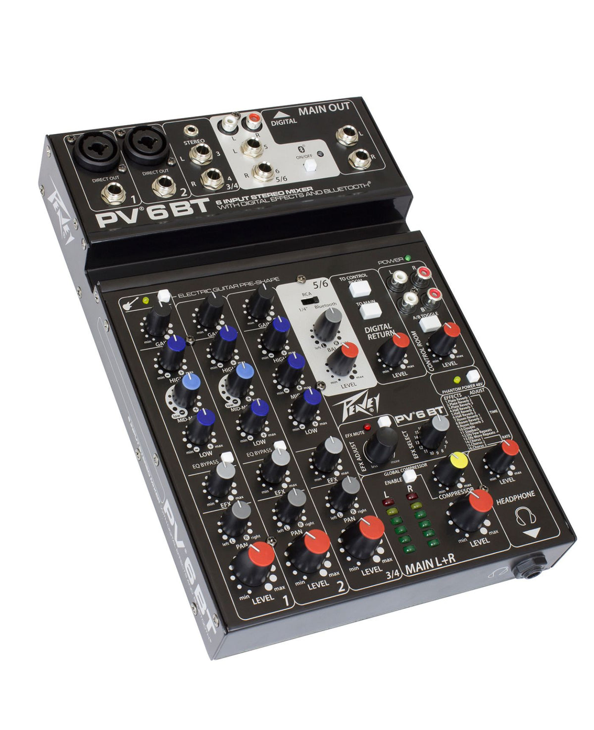 Peavey PV6 BT Compact 6-Channel Mixer with Bluetooth