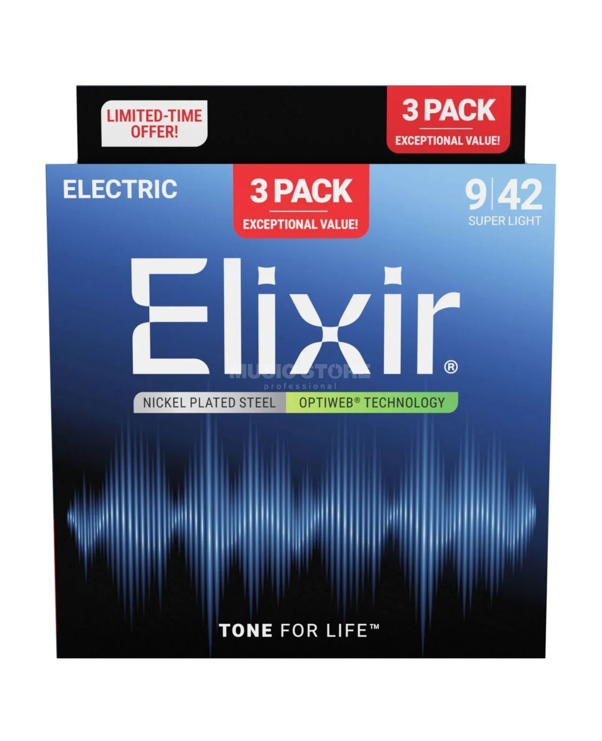 Elixir Optiweb Electric Guitar Strings (9-42) Super Light - 3 Pack