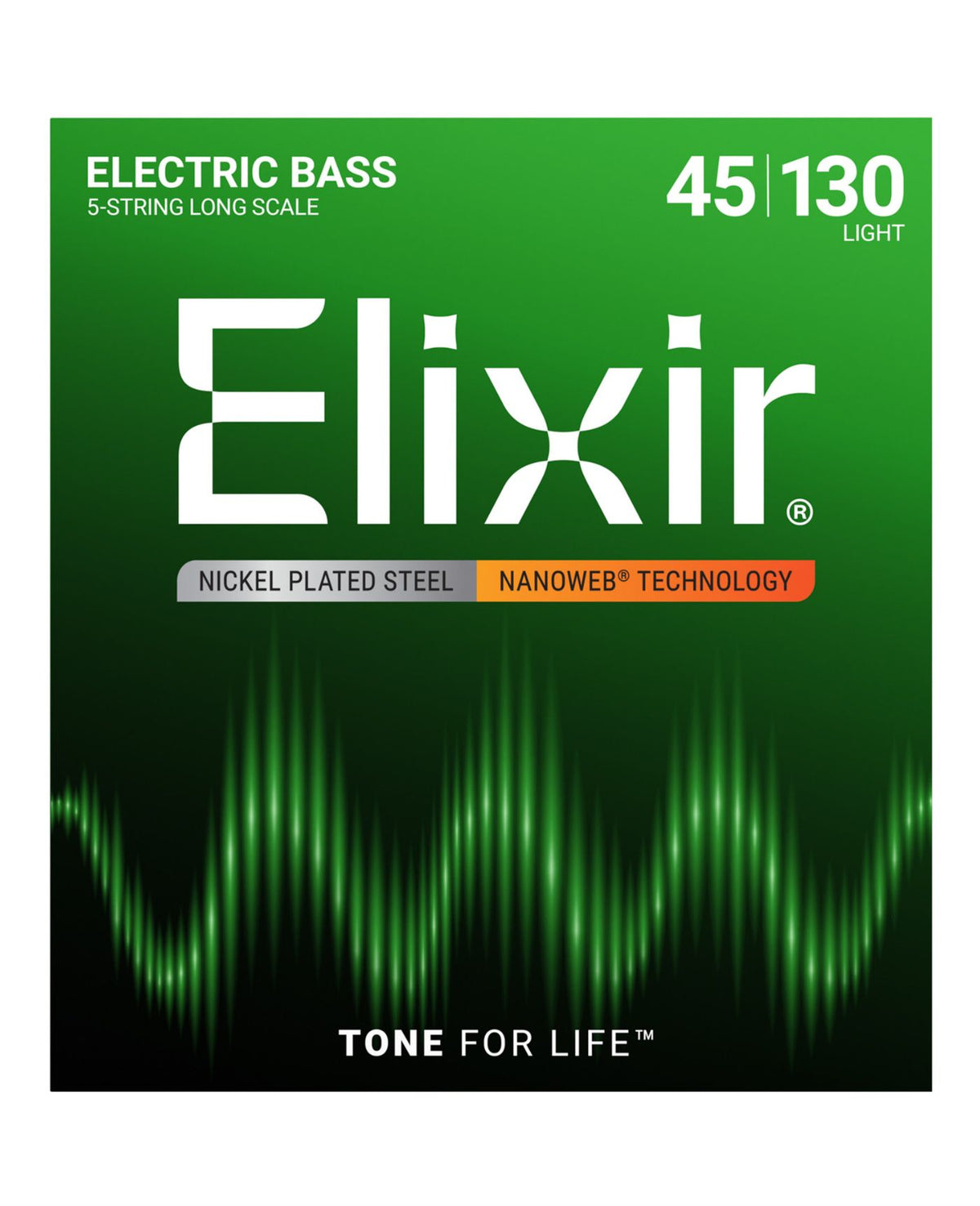 Elixir Nanoweb Light Long-Scale 5-String Bass Strings (45-130)