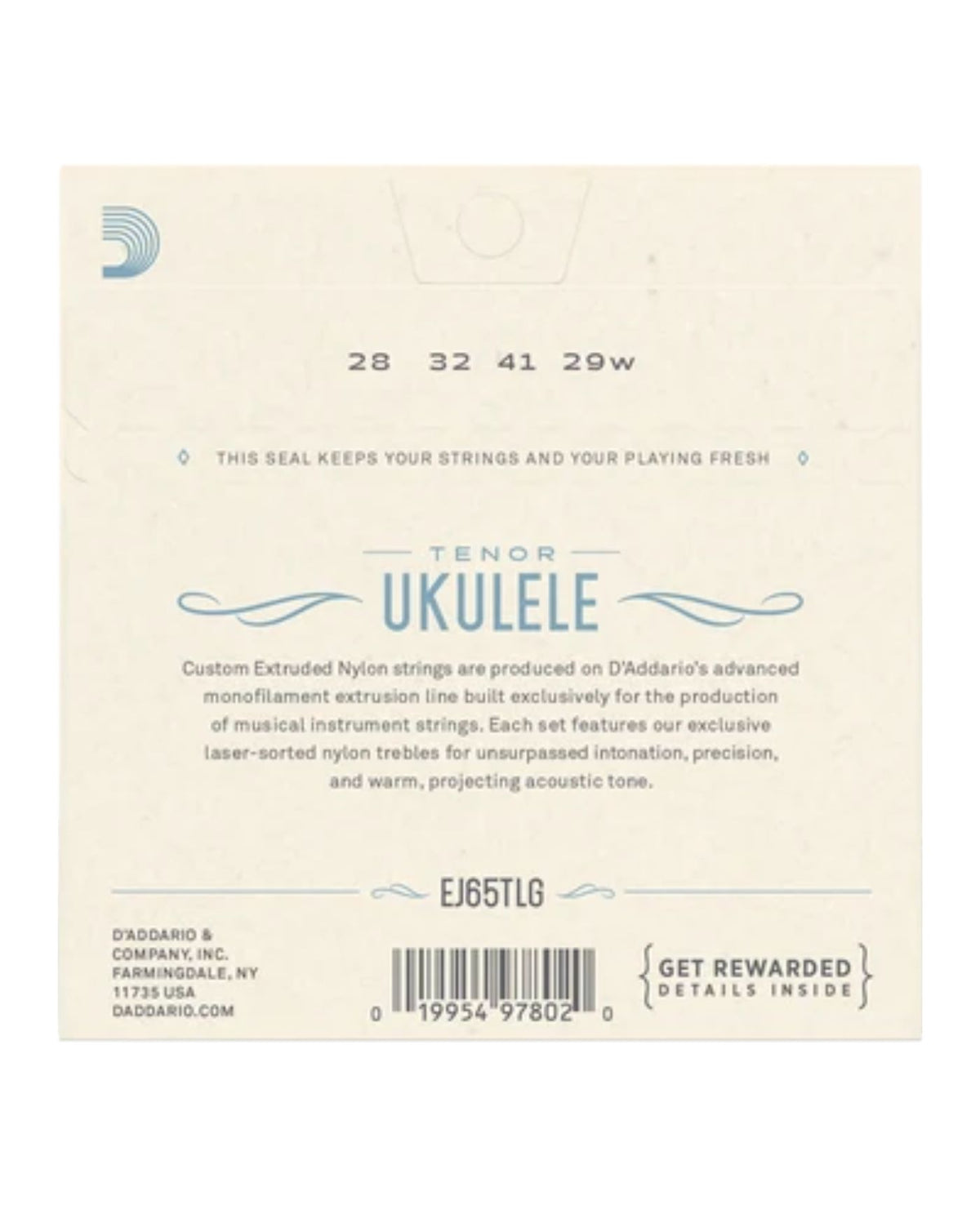 D'Addario EJ65TLG Pro-Arté Custom Extruded Nylon Ukulele Strings, Tenor Low-G