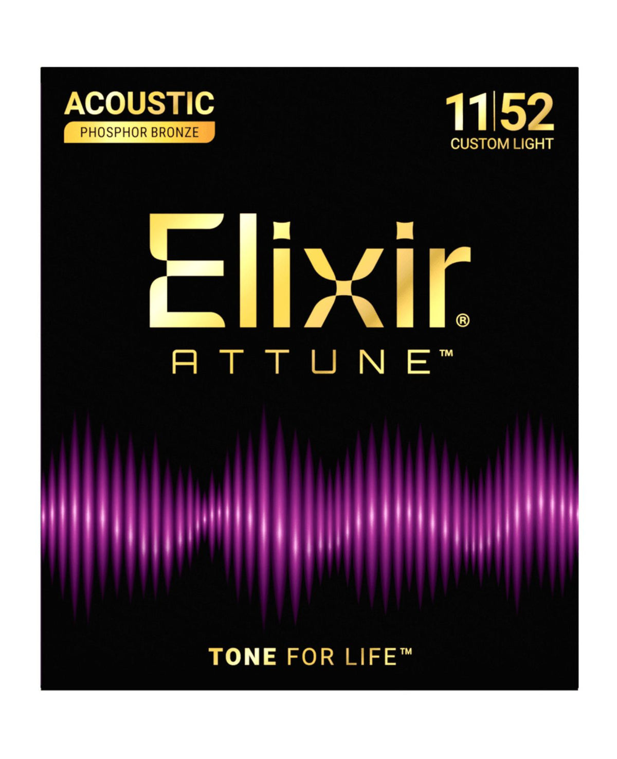 Elixir Strings Attune Phosphor Bronze Acoustic Guitar Strings Custom Light (11-52)