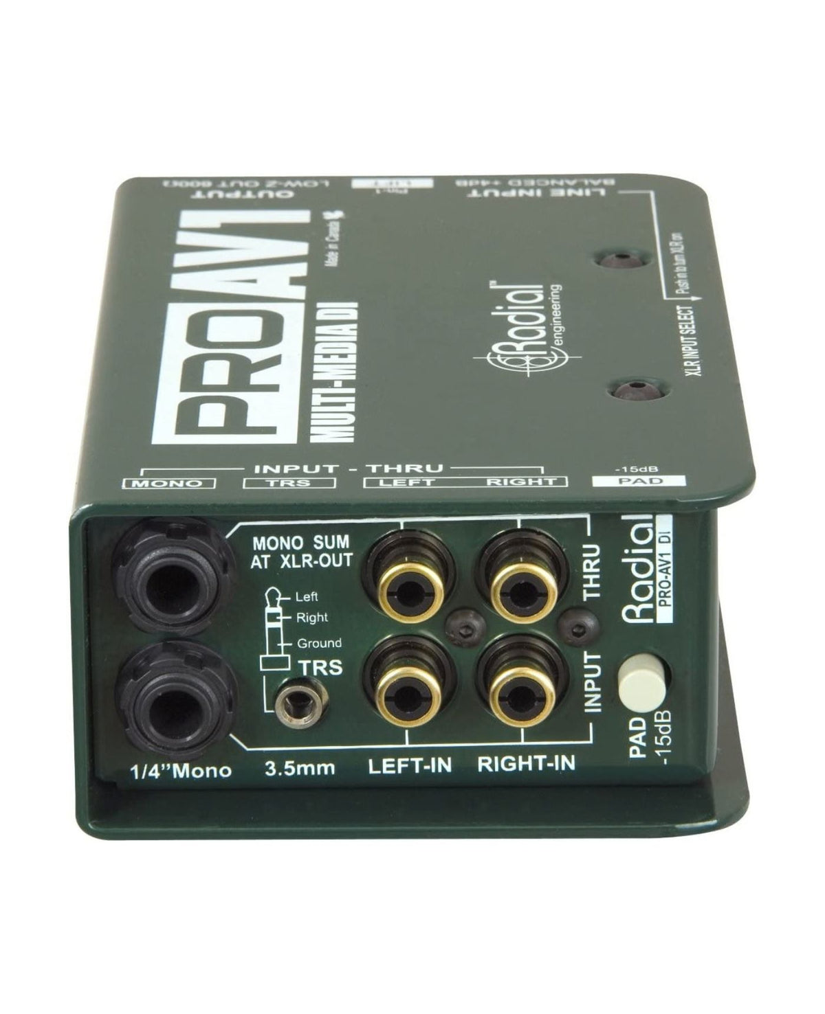 Radial ProAV1 Passive Multimedia DI with Stereo-to-Mono Merge