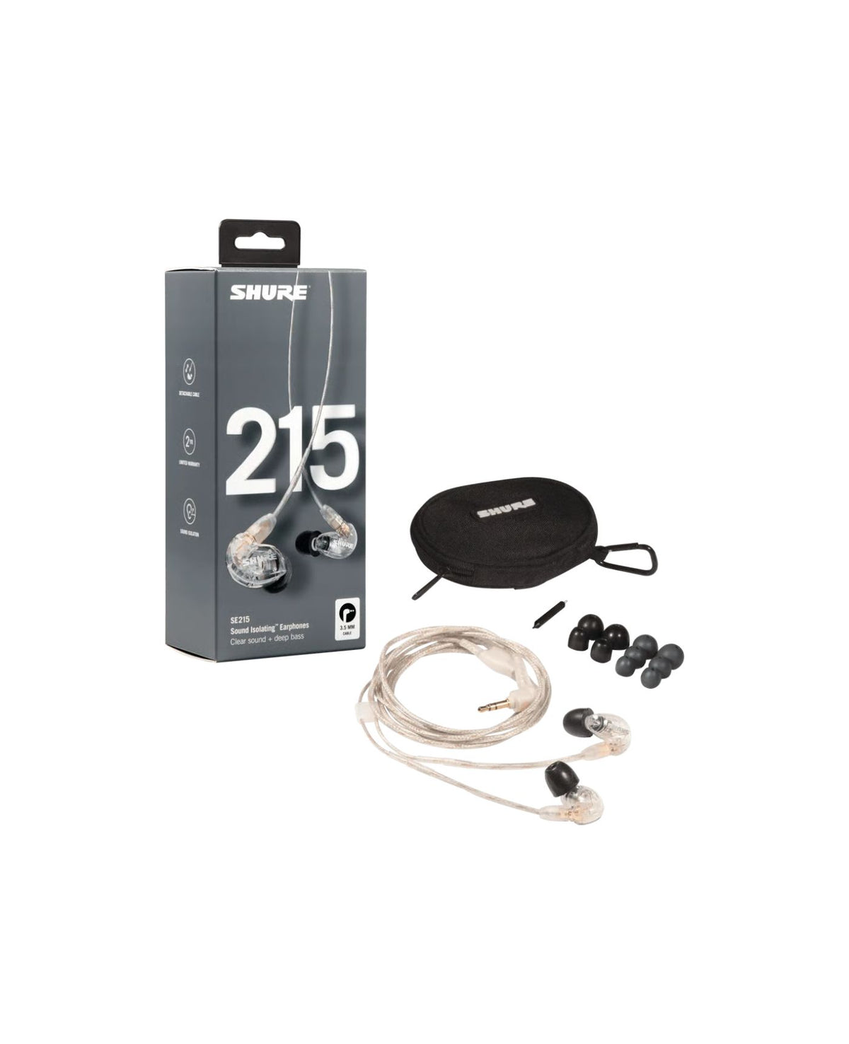Shure SE215-CL Sound Isolating In-Ear Stereo Earphones (Clear)