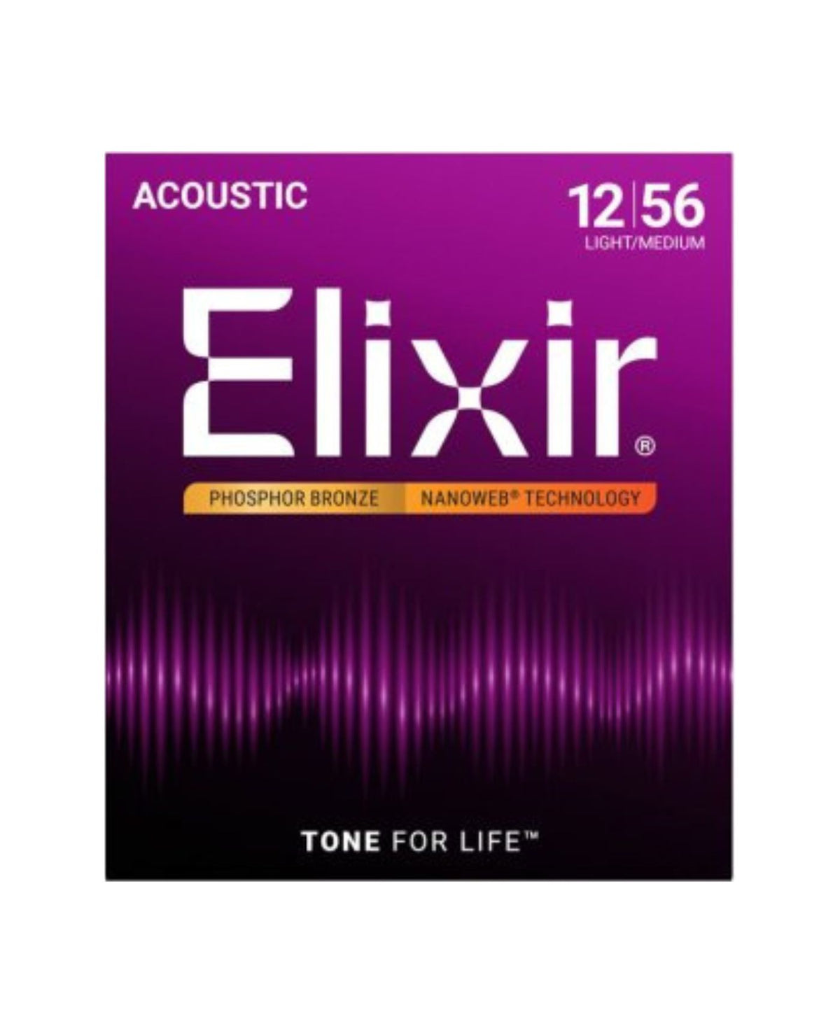 Elixir Nanoweb Phosphor Bronze Acoustic Guitar Strings – Light/Medium (.012–.056)