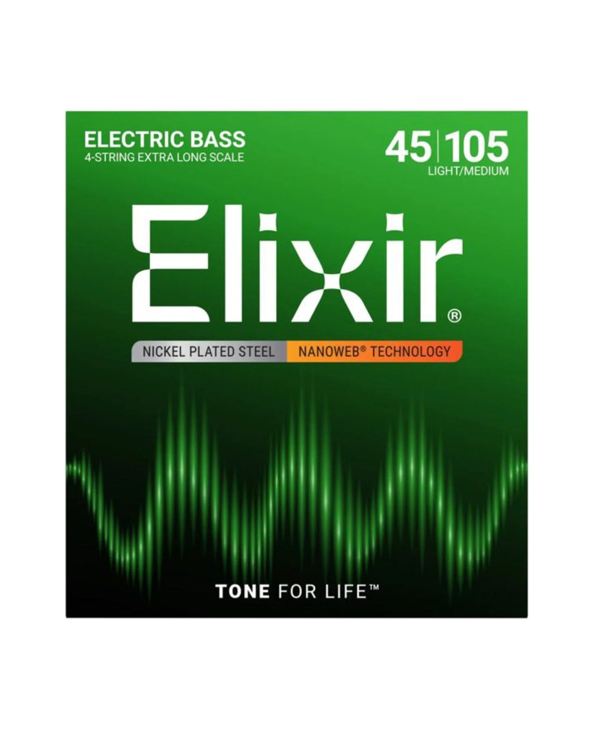 Elixir Nanoweb Electric Bass Guitar Strings – Light/Medium (.045–.105) Extra Long Scale