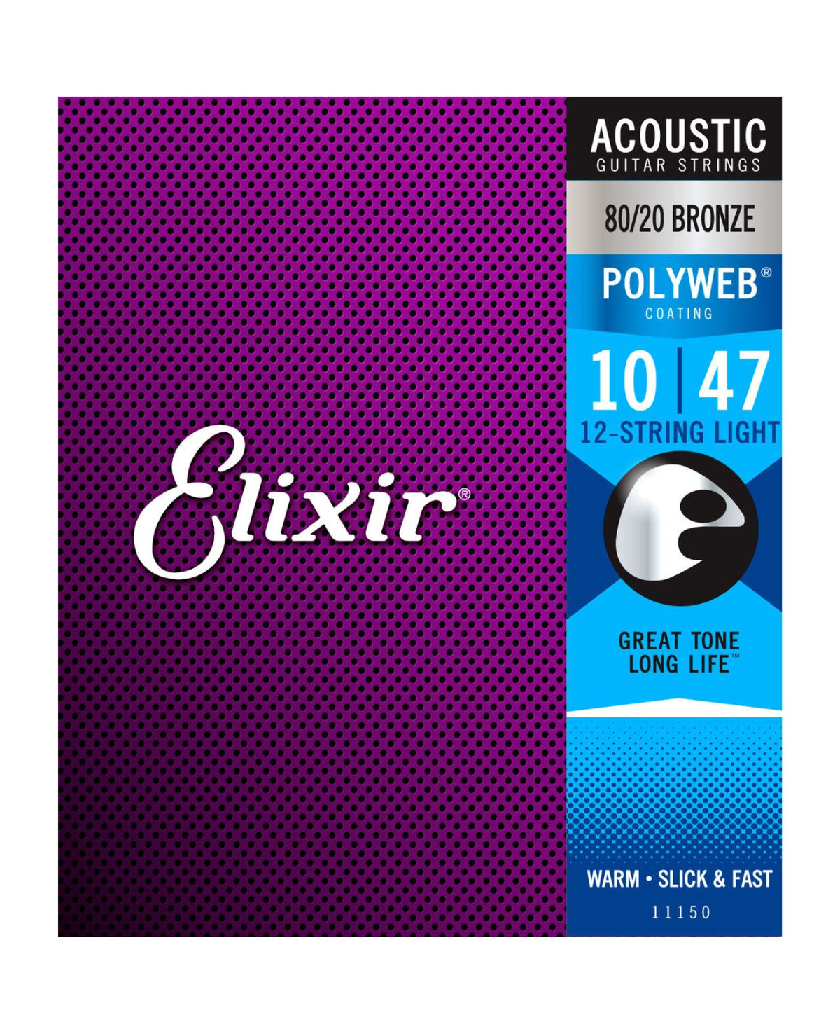 Elixir Polyweb 80/20 Bronze 12-String Acoustic Strings – Light (010–47)