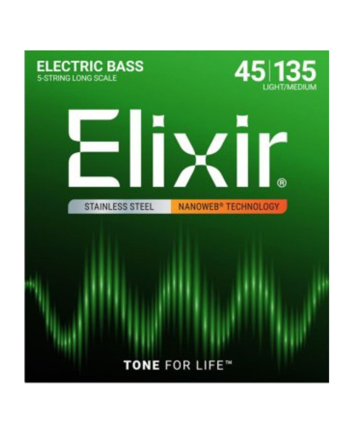 Elixir NANOWEB Stainless Steel 5-String Electric Bass Strings (45–135)