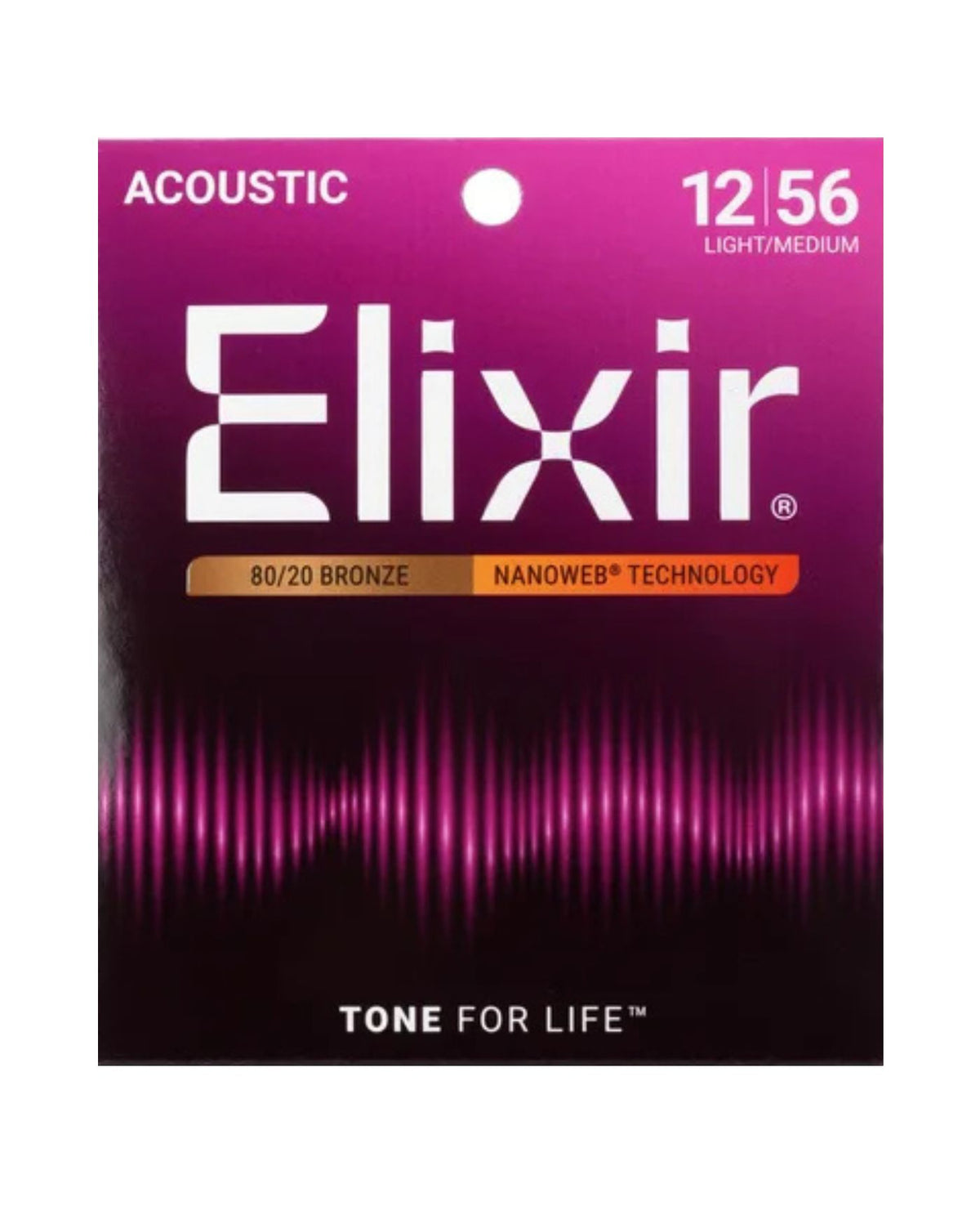 Elixir Nanoweb 80/20 Bronze Light-Medium Acoustic Strings (.012–.056)