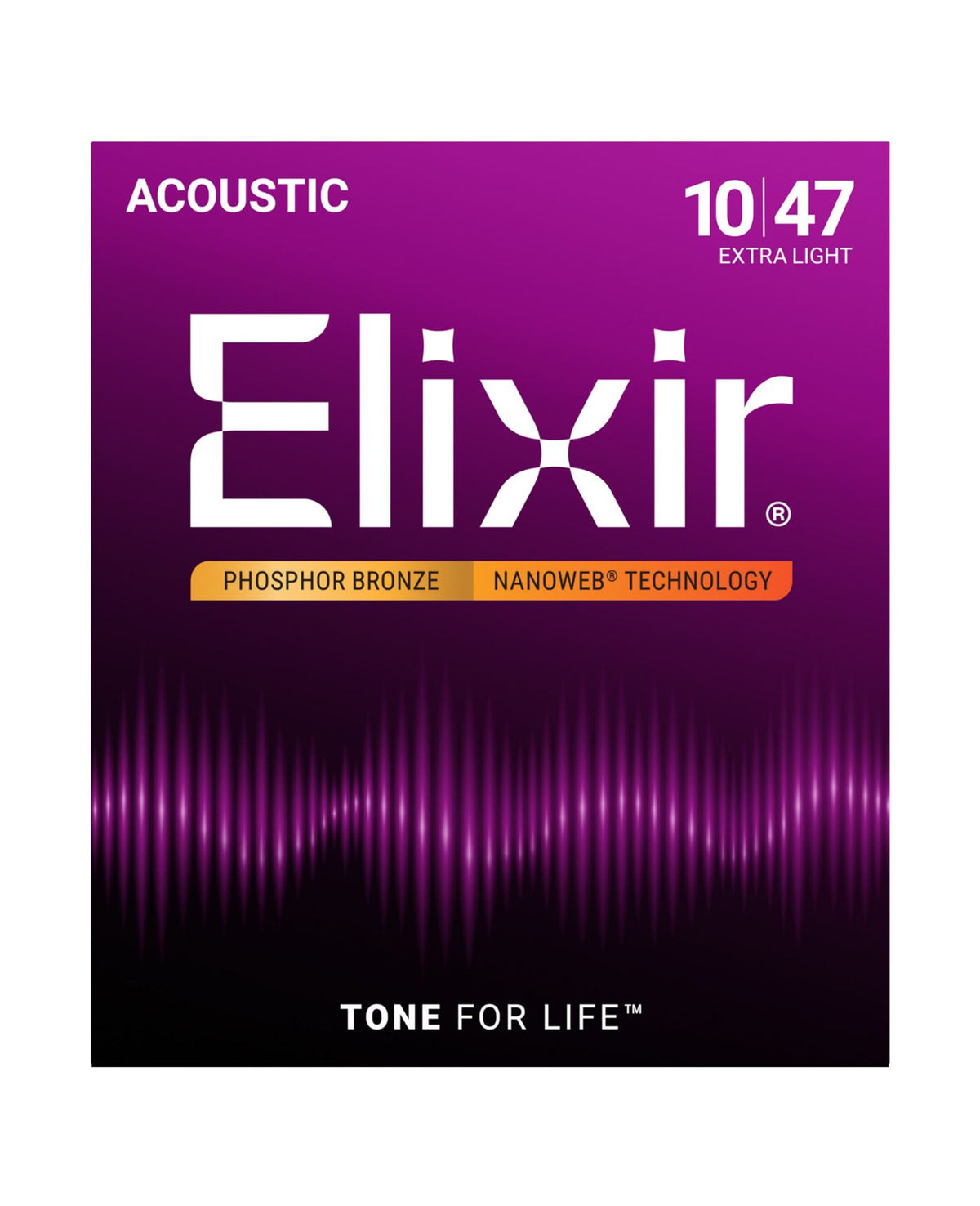 Elixir Nanoweb Coated Phosphor Bronze Acoustic Guitar Strings (.010–.047)