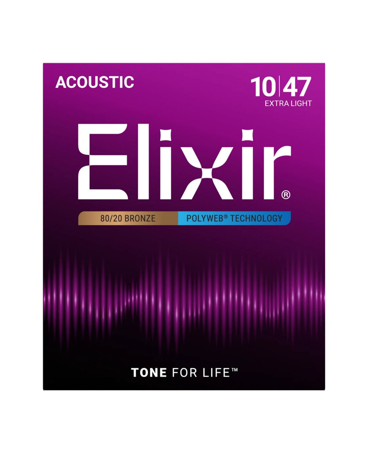 Elixir Polyweb Coated 80/20 Bronze Acoustic Guitar Strings .010–.047 Extra Light