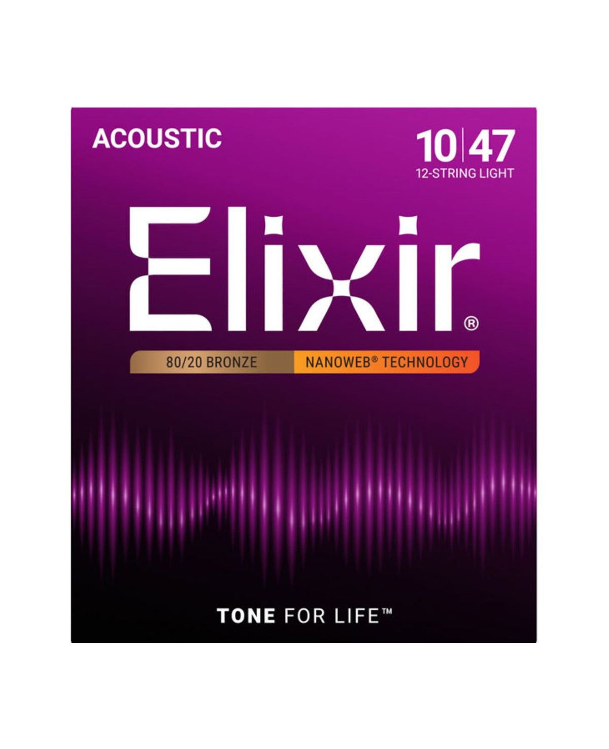 Elixir Nanoweb 80/20 Bronze 12-String Acoustic Guitar Strings .010–.047