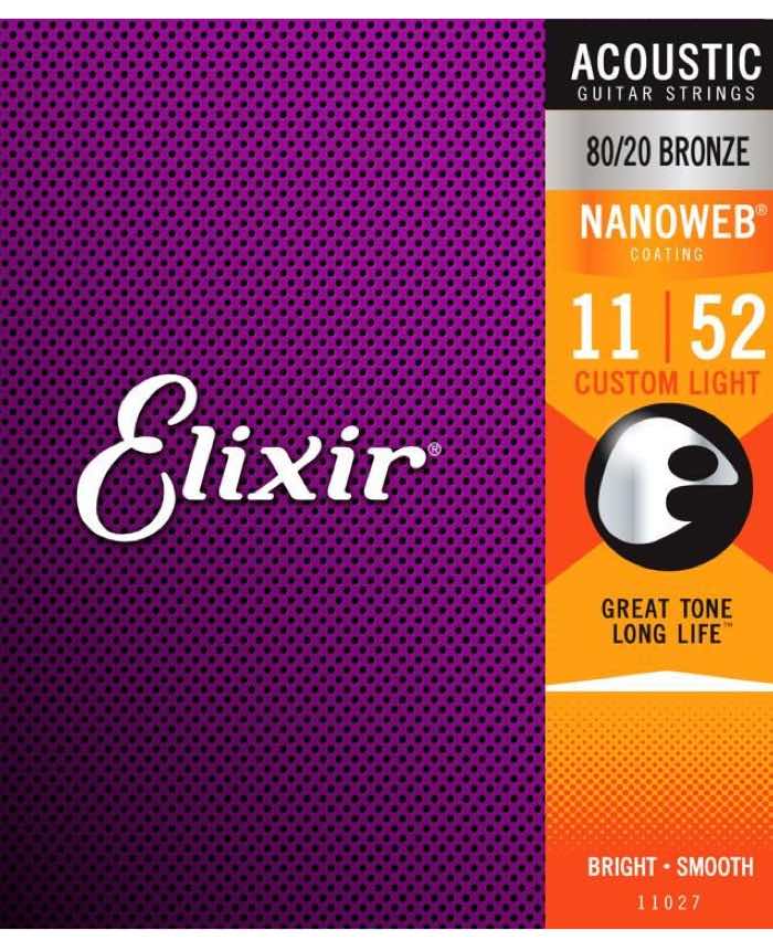 Elixir Acoustic Strings Nanoweb 80/20 Custom Light